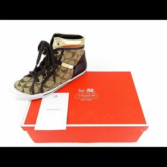 Coach Signature Canvas High Top Sneakers sz 8.5 - Picture 5 of 5